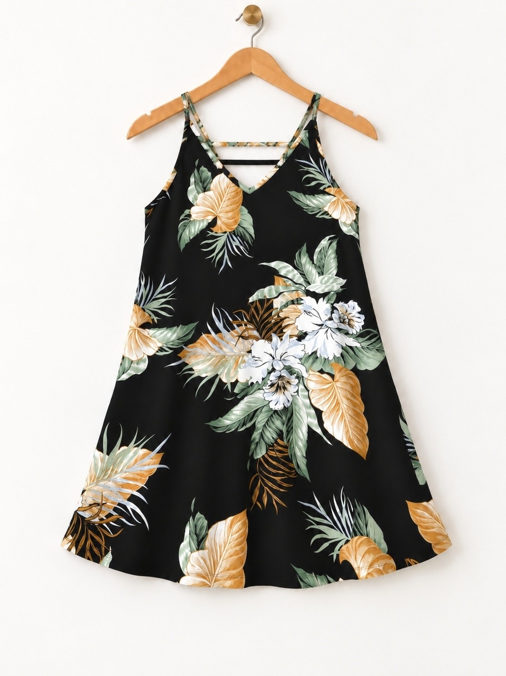 Ladies Black Tropical Floral Sundress